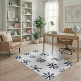 Snowflake Black White Geometric Area Rug