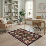 Golden Retriever Puppies Ornate Frame Collage Rug