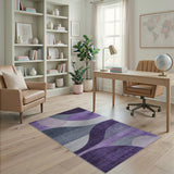 Modern Purple Wavy Geometric Area Rug