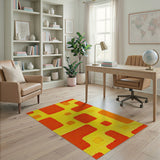 Vibrant Yellow Orange Geometric Shag Rug