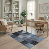 Geometric Modern Blue Grey Geometric Abstract Area Rug