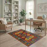 Bold Red Geometric Southwestern Area Rug