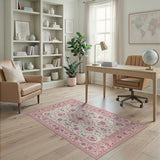 Traditional Persian Blush Pink Persian Floral Medallion Rug