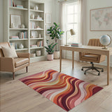 Sunset Waves Layered Abstract Area Rug