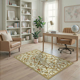 Ivory Floral Vine Vintage Area Rug