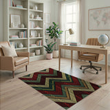 Red Green Zigzag Braided Area Rug