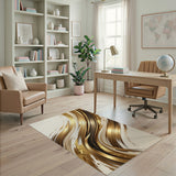 Gold Swirl Metallic Abstract Area Rug