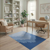Layered Blue Pine Forest Silhouette Area Rug