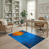 Multi-color and Patterns Bold Orange Sun Geometric Area Rug