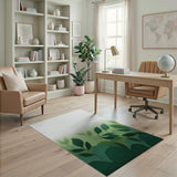 Layered Green Leaves Abstract Area Rug