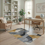 Gold and Silver Abstract Area Gold Wave Abstract Area Rug
