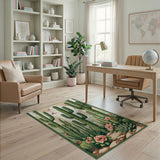 Southwestern Desert Cactus Garden Area Rug