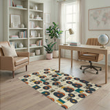 Geometric Modern Multi-color and Patterns Retro Vinyl Record Geometric Area Rug