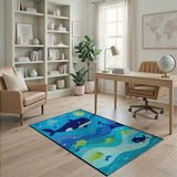 Cartoon Whale Ocean Kids Area Rug