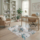 Teal Abstract Bird Flight Area Rug