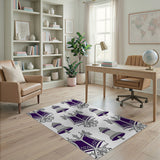Purple Ornate Bell and Scroll Area Rug