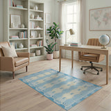 Light Blue Butterfly Motif Area Rug