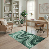 Abstract Area Green Fluid Green Wave Abstract Area Rug