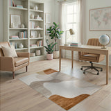Beige and Neutral Abstract Area Abstract Wave Neutral Area Rug
