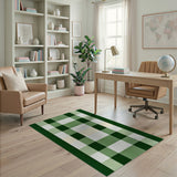 Green Green Plaid Checkered Area Rug