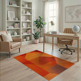 Vibrant Orange Geometric Modern Area Rug