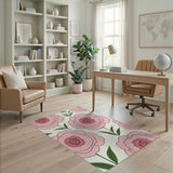 Oversized Pink Peony Floral Area Rug