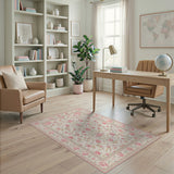 Vintage Pink Rose Vine Floral Area Rug