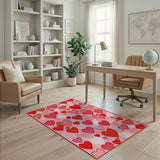 Romantic Red Hearts Scatter Area Rug