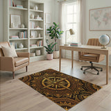 Golden Compass Mandala Area Rug