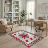 Red Ornate Red Floral Medallion Persian Rug