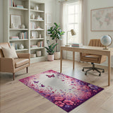 Enchanting Pink Butterfly Floral Area Rug