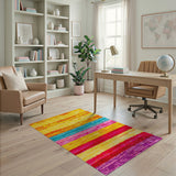 Vibrant Rainbow Stripe Tufted Area Rug