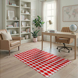 Red Red White Gingham Checkered Area Rug