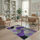 Purple Grey Abstract Geometric Area Rug