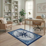 Nautical Compass Rose Blue Area Rug