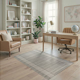 Beige and Neutral Beige Black Plaid Woven Area Rug