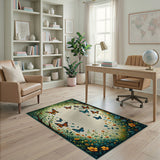 Butterfly Meadow Floral Frame Rug