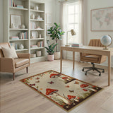 Whimsical Mushroom Meadow Area Rug with Butterflies