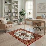 Red Ornate Red Gold Persian Medallion Rug