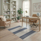 Navy and Cream Striped Coastal Area Rug