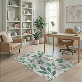 Fresh Green Leaves Pattern Area Rug