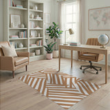 Tan Woven Geometric Stripe Area Rug