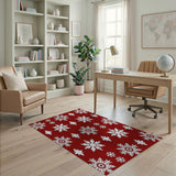 Festive Red Snowflake No. 5 Area Rug