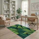 Green Lush Overlapping Green Leaf Area Rug