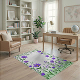 Purple Daisy Floral Border Area Rug