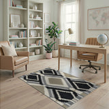 Bold Black Diamond Geometric Southwestern Rug
