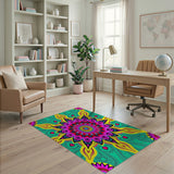 Multi-color and Patterns Vibrant Teal Mandala Area Rug