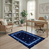 ODIKA Starry Night Washable Area Rug - Low Pile Blue Celestial Galaxy Carpet