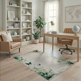 Green Butterfly Vine Distressed Vintage Rug
