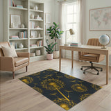 Golden Dandelion Seed Pattern Area Rug